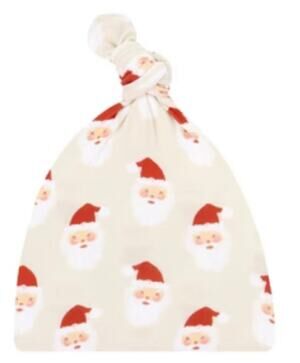 NEW Lou Lou & Co. Holiday Top Knot Hat in Santa Baby Print, NWT